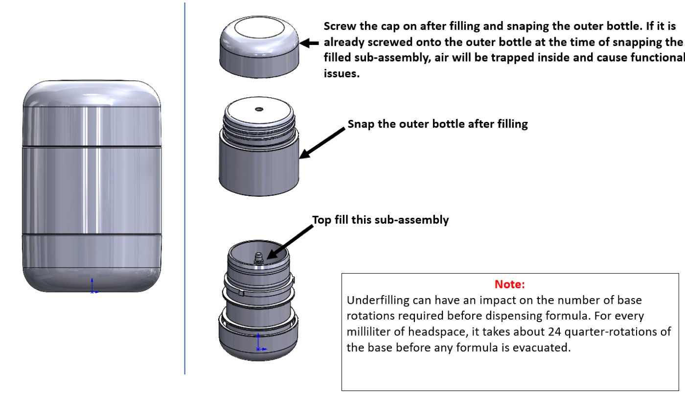 Launch component — exploded CAD